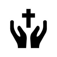 mains avec icône vecteur croix