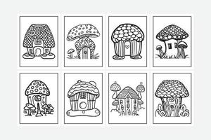 vecteur de conception de pages à colorier aux champignons