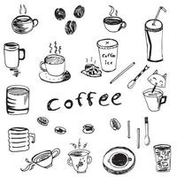 accessoires de café mignons, grains de café, conception de vecteur de collection de tasse et de fabricant