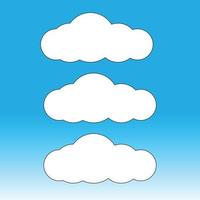 ensemble de nuages pelucheux dessin animé météo comique illustration vectorielle dans le ciel vecteur