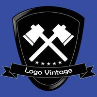 un logo vintage de l'emblème de deux axes vecteur