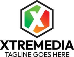 x lettre logo - xtreme media vecteur