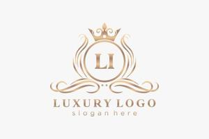 modèle de logo de luxe royal lettre initiale li dans l'art vectoriel pour le restaurant, la royauté, la boutique, le café, l'hôtel, l'héraldique, les bijoux, la mode et d'autres illustrations vectorielles.