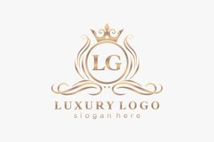 modèle initial de logo de luxe royal de lettre lg dans l'art vectoriel pour le restaurant, la royauté, la boutique, le café, l'hôtel, l'héraldique, les bijoux, la mode et d'autres illustrations vectorielles.