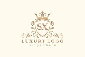 modèle de logo de luxe royal lettre initiale sx en art vectoriel pour restaurant, royauté, boutique, café, hôtel, héraldique, bijoux, mode et autres illustrations vectorielles.