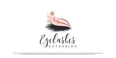 modèle de conception de logo de cils de beauté avec élément feuille et concept moderne créatif vecteur