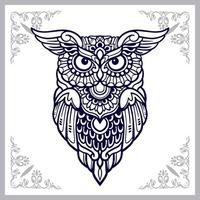 chouette oiseau mandala arts isolé sur fond blanc vecteur