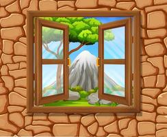 fenêtre sur la scène de la nature vecteur