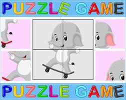 jeu éducatif de puzzle pour les enfants d'âge préscolaire avec éléphant vecteur