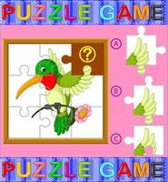jeu éducatif de puzzle pour les enfants d'âge préscolaire avec oiseau vecteur