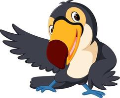 dessin animé oiseau toucan bien posant vecteur