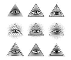 providence illuminati eye, pyramide ésotérique occulte vecteur