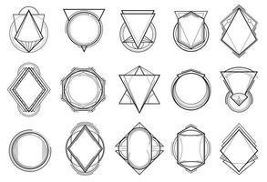 tatouage bohème géométrique, collection de cadres de contour vecteur