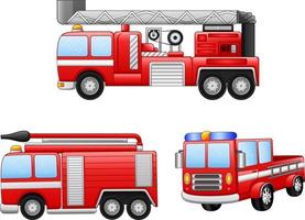 une illustration de dessin animé de camion de pompiers vecteur