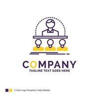 création de logo de nom de société pour les entreprises. entraîneur. cours. instructeur. mentor. conception de nom de marque violet et jaune avec place pour le slogan. modèle de logo créatif pour petites et grandes entreprises. vecteur