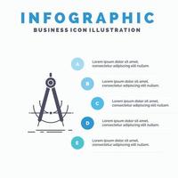 précision. précis. géométrie. boussole. modèle d'infographie de mesure pour le site Web et la présentation. icône grise de glyphe avec illustration vectorielle de style infographique bleu. vecteur