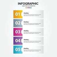 infographie verticale entreprise marketing vecteur conception dossier de modèle coloré 5 options ou étapes dans un style minimal