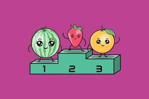 vecteur de personnages de dessins animés de fruits kawaii coloré mignon serti de nombreuses expressions