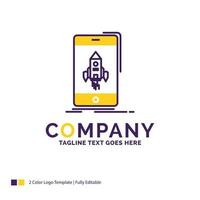 création de logo de nom de société pour le jeu. jeu. début. portable. téléphoner. conception de nom de marque violet et jaune avec place pour le slogan. modèle de logo créatif pour petites et grandes entreprises. vecteur