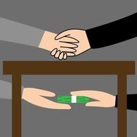 illustration de deux personnes donnant de l'argent de pot-de-vin sous la table. vecteur de pots-de-vin et de corruption