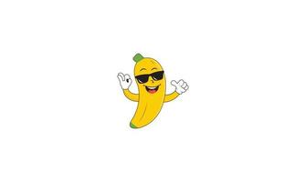 conception d'icône de banane avec des lunettes, logo de banane, symbole de banane cool vecteur