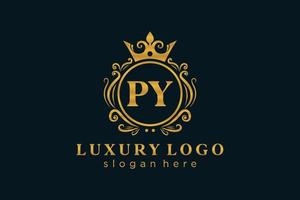 modèle de logo de luxe royal de lettre py initiale dans l'art vectoriel pour le restaurant, la royauté, la boutique, le café, l'hôtel, l'héraldique, les bijoux, la mode et d'autres illustrations vectorielles.