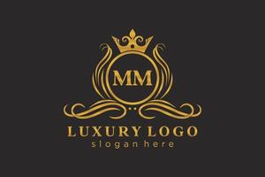 modèle de logo de luxe royal de lettre initiale mm dans l'art vectoriel pour le restaurant, la royauté, la boutique, le café, l'hôtel, l'héraldique, les bijoux, la mode et d'autres illustrations vectorielles.