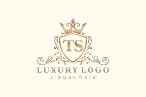 modèle initial de logo de luxe royal de lettre ts dans l'art vectoriel pour le restaurant, la royauté, la boutique, le café, l'hôtel, l'héraldique, les bijoux, la mode et d'autres illustrations vectorielles.