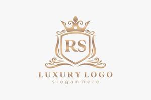 modèle initial de logo de luxe royal de lettre rs dans l'art vectoriel pour le restaurant, la royauté, la boutique, le café, l'hôtel, l'héraldique, les bijoux, la mode et d'autres illustrations vectorielles.