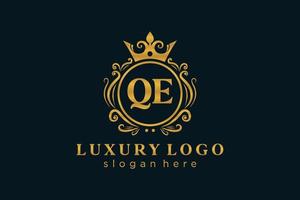 modèle initial de logo de luxe royal de lettre qe dans l'art vectoriel pour le restaurant, la royauté, la boutique, le café, l'hôtel, l'héraldique, les bijoux, la mode et d'autres illustrations vectorielles.