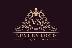 vs lettre initiale or calligraphique féminin floral monogramme héraldique dessiné à la main style vintage antique luxe logo design vecteur premium