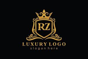 modèle initial de logo de luxe royal de lettre rz dans l'art vectoriel pour le restaurant, la royauté, la boutique, le café, l'hôtel, l'héraldique, les bijoux, la mode et d'autres illustrations vectorielles.