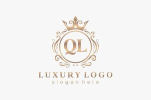 modèle initial de logo de luxe royal de lettre ql dans l'art vectoriel pour le restaurant, la royauté, la boutique, le café, l'hôtel, l'héraldique, les bijoux, la mode et d'autres illustrations vectorielles.