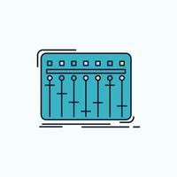 console. dj. mixer. musique. icône plate de studio. signe et symboles verts et jaunes pour le site Web et l'application mobile. illustration vectorielle vecteur