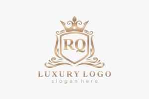 modèle initial de logo de luxe royal de lettre rq dans l'art vectoriel pour le restaurant, la royauté, la boutique, le café, l'hôtel, l'héraldique, les bijoux, la mode et d'autres illustrations vectorielles.