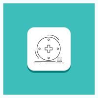 bouton rond pour clinique. numérique. santé. soins de santé. icône de ligne de télémédecine fond turquoise vecteur