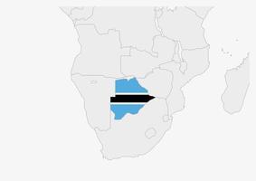 carte du botswana mise en évidence dans les couleurs du drapeau du botswana vecteur