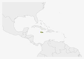 carte de la jamaïque mise en évidence dans les couleurs du drapeau de la jamaïque vecteur