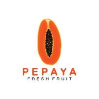 logo de papaye à motif de fruits orange texturé, vecteur d'étiquette de produit de marque de papaye, marché aux fruits