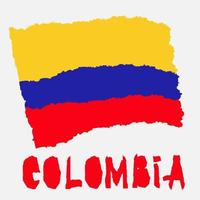 drapeau national vintage de la colombie dans un style de texture grunge papier déchiré. fond de la fête de l'indépendance. isolé sur blanc bonne idée pour badge rétro, bannière, conception graphique de t-shirt. vecteur