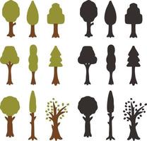 collection d'illustrations d'arbres. complet avec silhouette vecteur