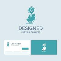 recrutement. chercher. trouver. ressource humaine. symbole d'icône de glyphe de logo d'entreprise de personnes pour votre entreprise. cartes de visite turquoise avec modèle de logo de marque. vecteur