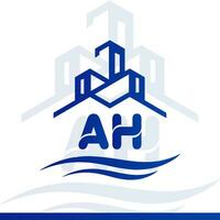 logo immobilier bleu pour votre entreprise et création de logo youtube vecteur