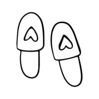 chaussons doodle faits maison avec un coeur sur fond blanc vecteur