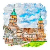 freudenstadt allemagne croquis aquarelle illustration dessinée à la main vecteur