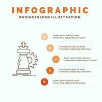 stratégie. jeu d'échecs. cheval. Chevalier. modèle d'infographie de succès pour le site Web et la présentation. icône grise de ligne avec illustration vectorielle de style infographie orange vecteur