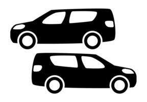 deux silhouettes de voitures noires sur fond blanc. illustration vectorielle. vecteur
