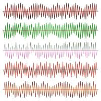 ensemble de vecteurs d'ondes sonores. égaliseur audio. ondes sonores et audio isolées sur fond noir. vecteur