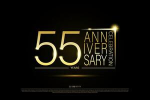 55 ans d'or anniversaire logo or sur fond noir, création vectorielle pour la célébration. vecteur