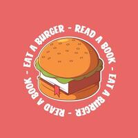 un livre à l'intérieur d'une illustration vectorielle de logo burger. marque, nourriture, concept de conception de l'éducation. vecteur